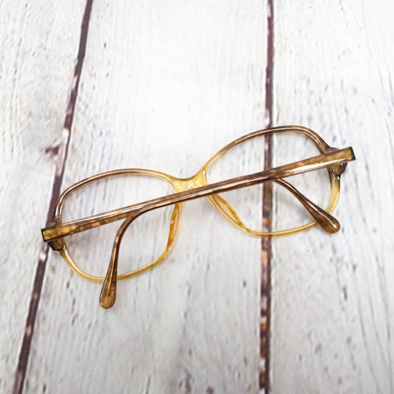 1980s large round eyeglasses yellow brown vintage… - image 5