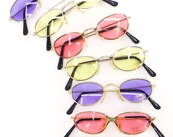 kids vintage sunglasses color tinted lens sunglasses 90s vintage NOS childrens sun glasses metal frames