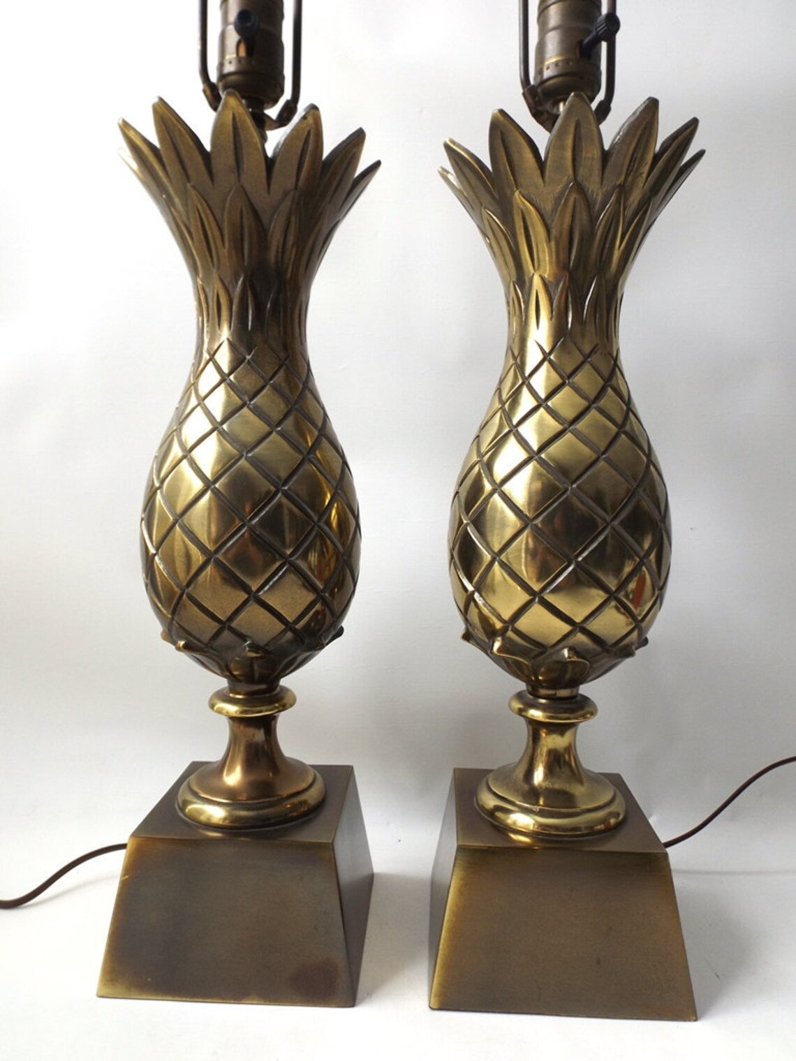 Vintage 1960's pair brass pineapple lamps table lighting Etsy
