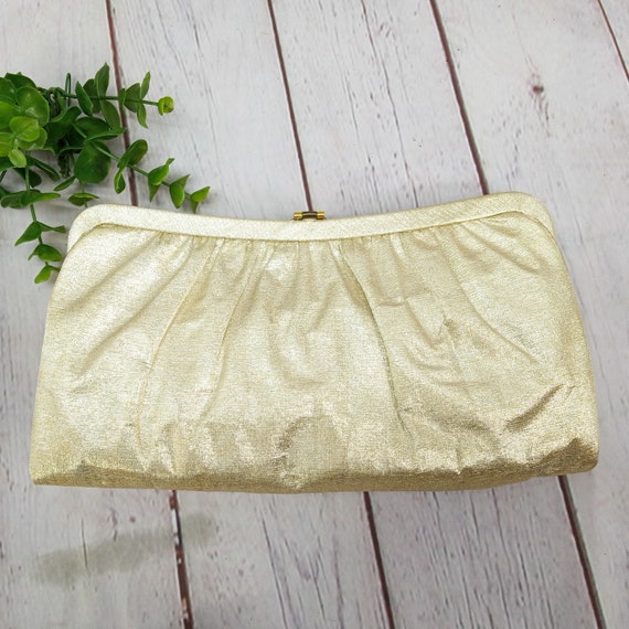 vintage gold lame clutch purse - image 3