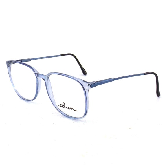vintage oversized eyeglasses 80s NOS clear blue s… - image 1