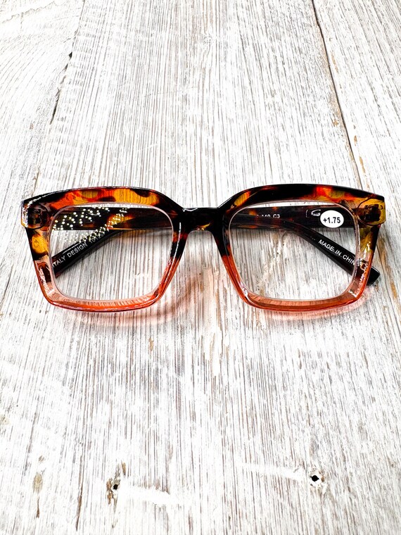Tortoise-Shell Reading Glasses +1.75: Square Chun… - image 6