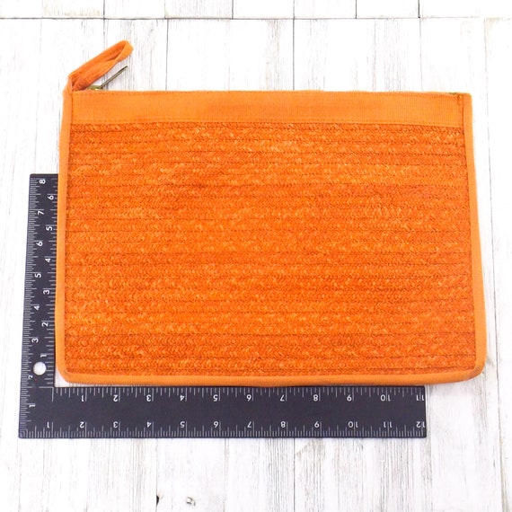 vintage italian envelope purse | orange straw pur… - image 5