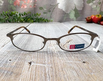 Vintage Chaps Ralph Lauren Eyeglass Frames: Brown Oval Metal, Unisex 1990s Deadstock