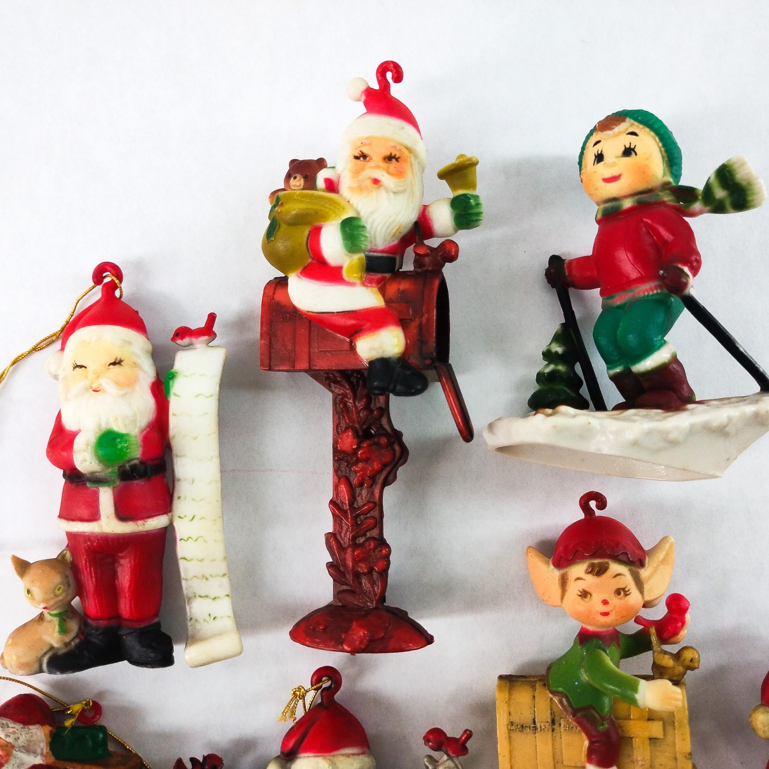 Vintage Santa Claus Christmas Ornament Collection 7pc Set, Santa