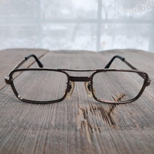 gunmetal metal eyeglass frames petite face small eyeglasses rectangle aviator glasses deadstock vintage 80s eyewear youth/kid/child/children