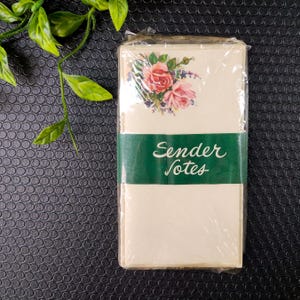 Notas de remitente vintage NOS, papelería con rosas rosas, 8 piezas de papel para escribir y 8 sobres
