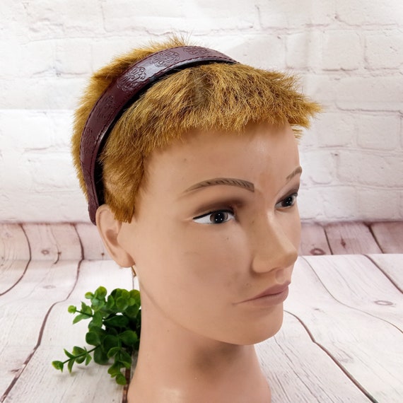 vintage tooled leather headband reddish/brown - image 1