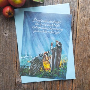Tarjeta de Navidad de los 3 Reyes Magos, Juan 1:14, Religión cristiana, Estética, Tarjeta de felicitación religiosa, Alegría, Paz, Amor, Bendición, Papelería vintage, Familia