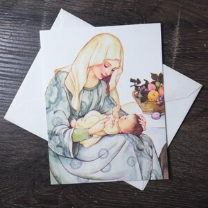 maria e gesù bambino biglietto di auguri di natale americano cancelleria vintage nos benedetto religioso cristiano lui/lei/uomini/donne/amico/mamma