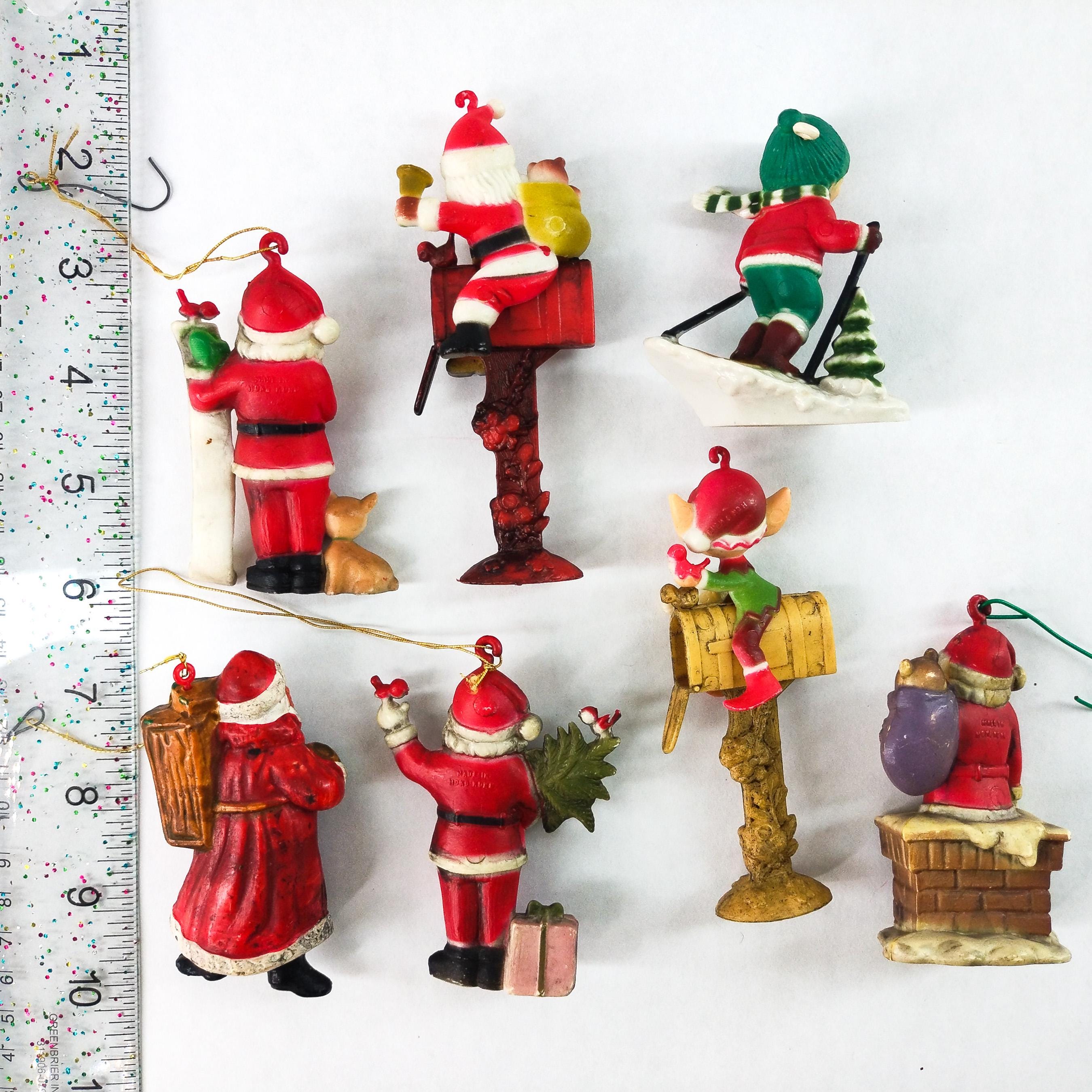 Vintage Santa Claus Christmas Ornament Collection 7pc Set, Santa