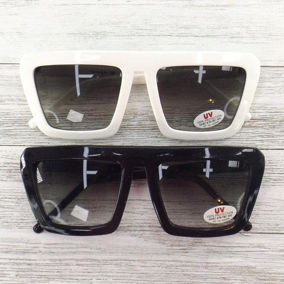 NOS 80s vintage sunglasses oversized square black… - image 5