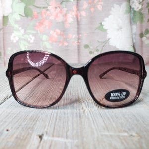 oversized square sunglasses gold accent women/teen/ladies/miss eyewear sunglass deadstock vintage accessories nos 1990s 90s tortoiseshell