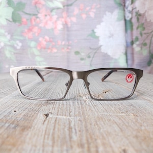 rectangle eyeglasses frames only deadstock vintage unisex/men/women statin silver brown dragon eyewear fashion accessories eyeglass glasses