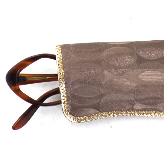 vintage eyeglass case beige leather gold trim eyeglas… Gem