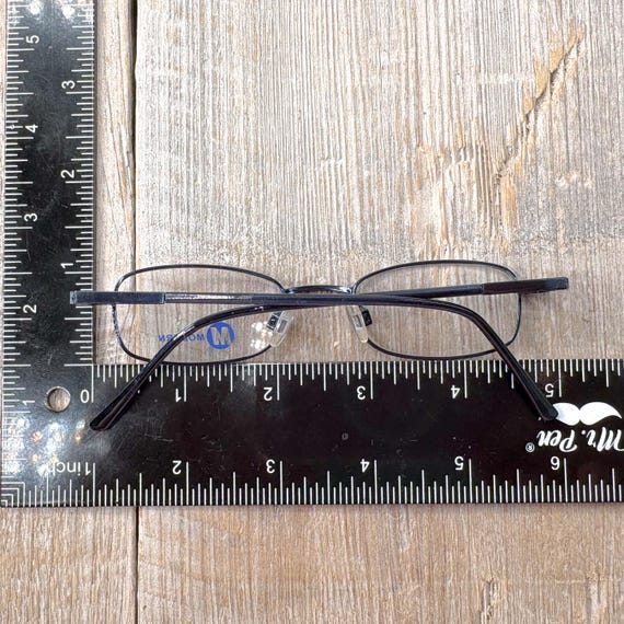 Vintage Black Rectangle Eyeglass Frames: 1990s Me… - image 4