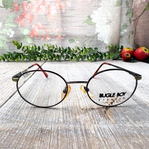 eyeglass frames only black tortoise gold 50[]18 big round metal eyeglasses nos/vintage/deadstock glasses 90s unisex/men/women