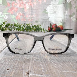 eyeglass frames only gray/black glasses square eyeglasses unisex/men/women eyewear deadstock vintage fashion accessories 1990s 90s accessory