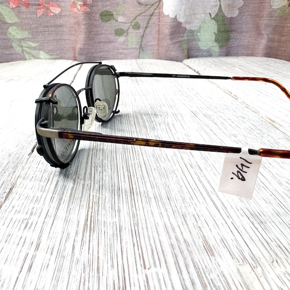 Round Eyeglass Frames: Matte Gunmetal & Brown Tor… - image 8