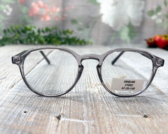 Translucent Gray Round Eyeglasses Frames: Vintage 90s Deadstock