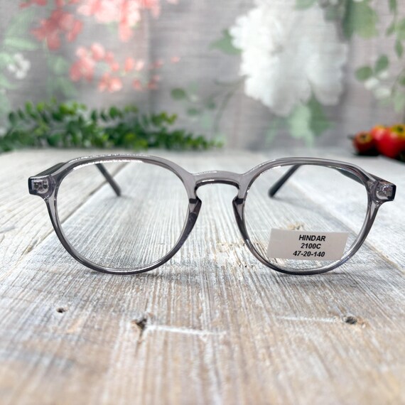 Translucent Gray Round Eyeglasses Frames: Vintage… - image 1