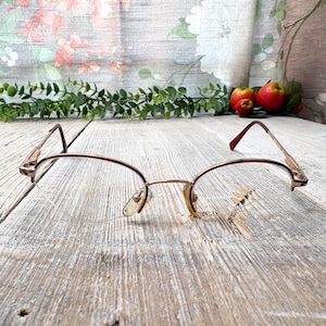 light gold tortoise metal eyeglass frame only 51[]20/130 oversized semi-rimless round/oval eyeglasses unisex/men/women deadstock/vintage/nos