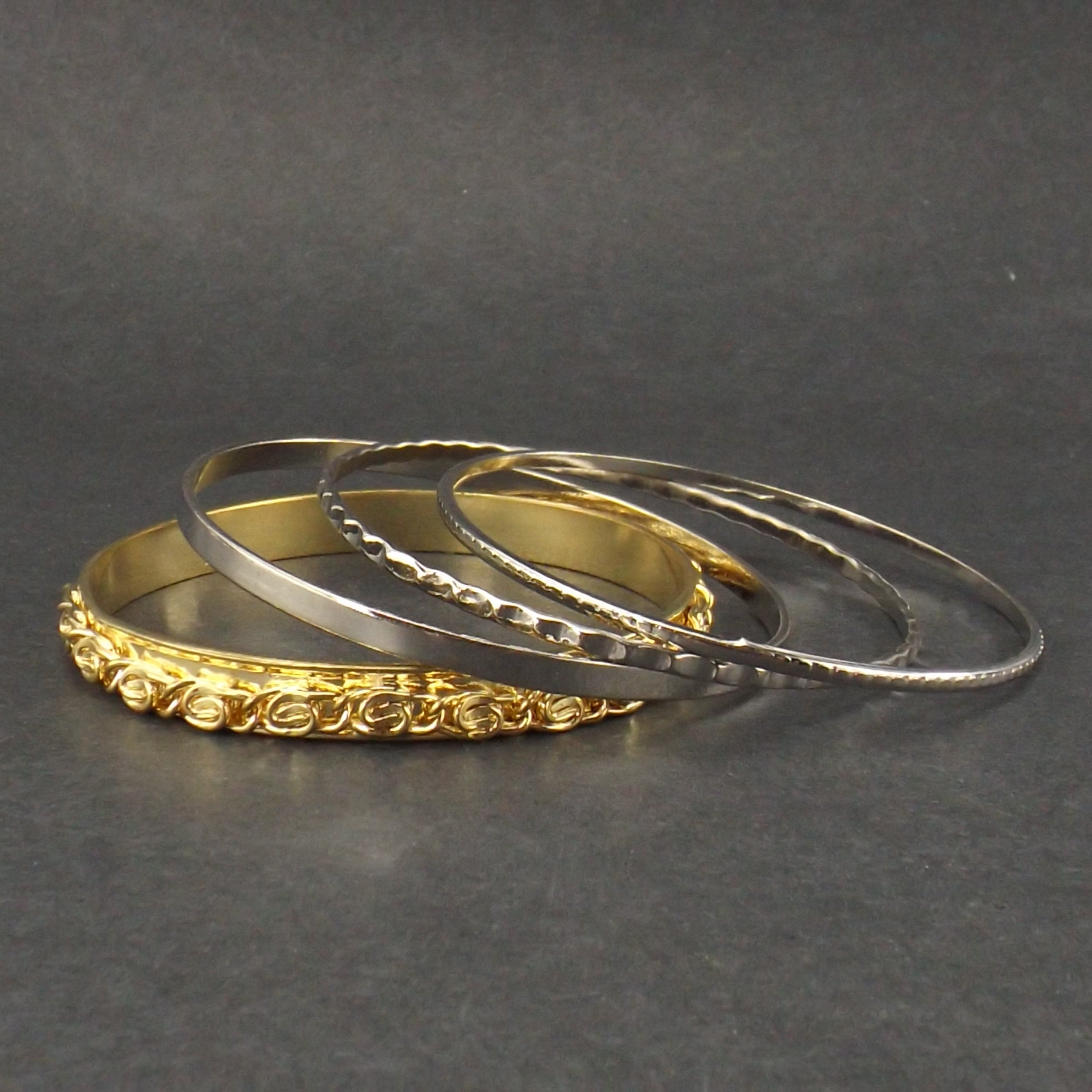 Bangle bracelet set gold and silver metal vintage 90s NOS Etsy