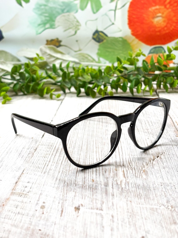 Round Black Clear Lens Glasses