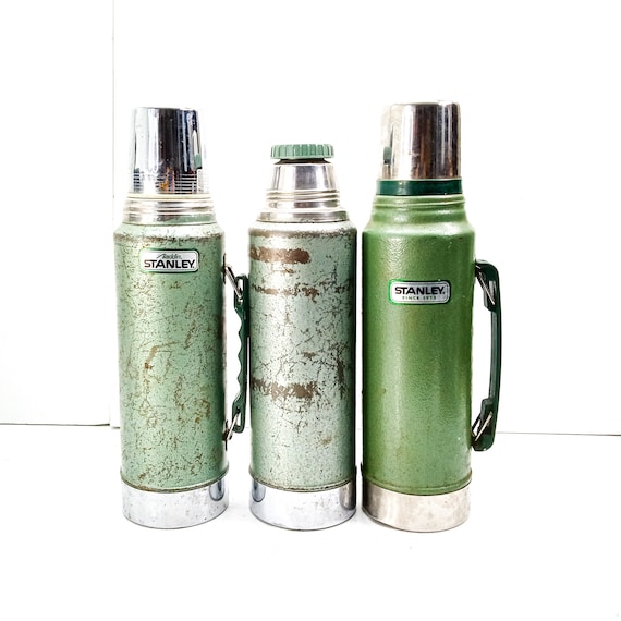 Vintage Stanley Aladdin Thermos Green Insulated Vacuum Thermos With Handle  1 Quart 