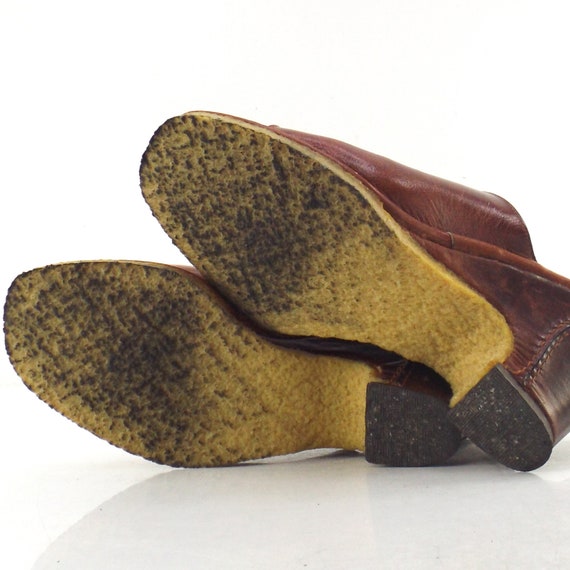 vintage open toe pumps women 6 | brown leather he… - image 6