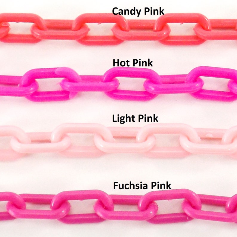 24 plastic chain necklace paperclip colorful chain necklace, black, pink, blue, green, orange, red, yellow, purple, white, grey, brown 1pc image 5