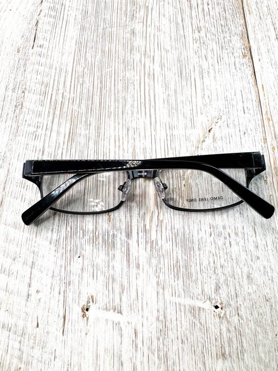 Black Rectangular Metal Eyeglass Frames: 48[]16-1… - image 7