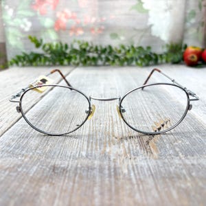 eyeglass frames only matte silver tortoise 47[]20/140 round metal wire eyeglasses 90s fashion eyewear unisex/men/women glasses nos/vintage