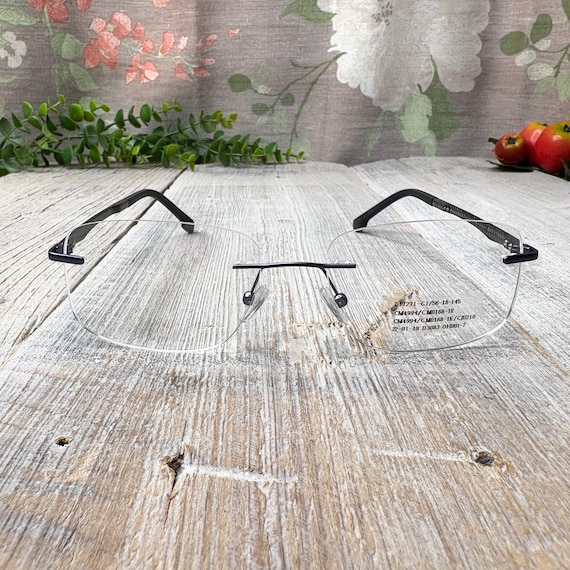 Rimless Rectangle Eyeglasses Frames: Vintage Dead… - image 1