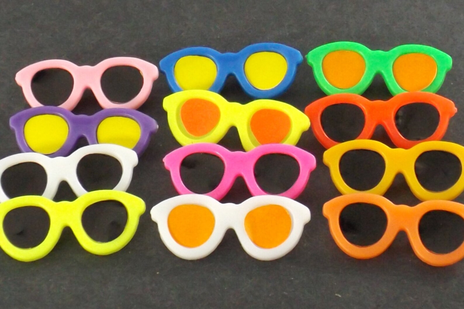 3pc Retro Sunglasses Mini Pin Badge Colorful Plastic Etsy 