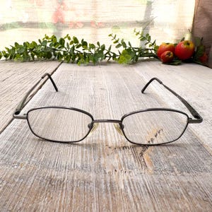 gunmetal black square eyeglass frames only unisex/men/women prescription eyeglasses 1990s fashion accessories deadstock vintage glasses 90s