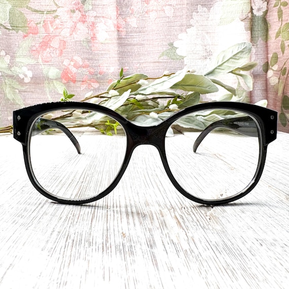Clear Lens Glasses: Oversized Round Black Eyewear