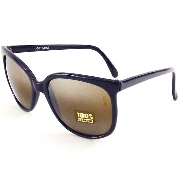 women's round navy blue sunglasses 80s vintage NOS - image 1