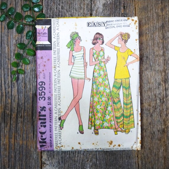 Patrón de costura de los años 70: Vestido túnica para mujer