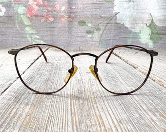 Monturas de gafas redondas vintage: Marrón Demi/Bronce Unisex, sin usar