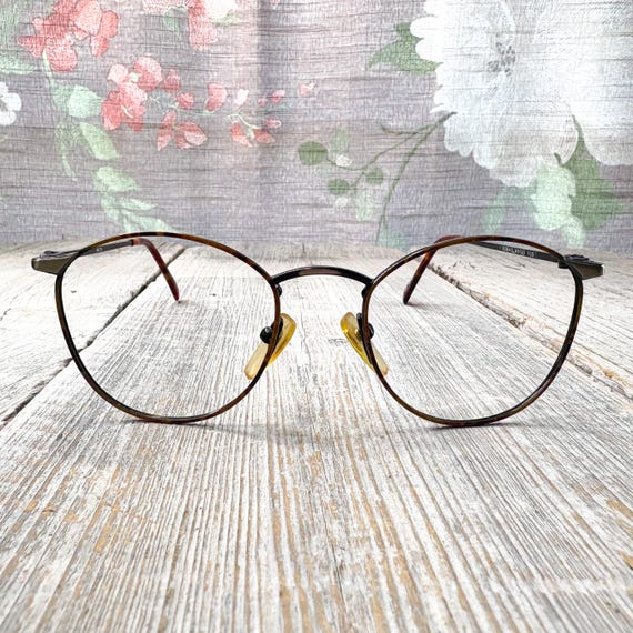 ヴィンテージラウンド眼鏡フレーム：ブラウンデミ/ブロンズユニ