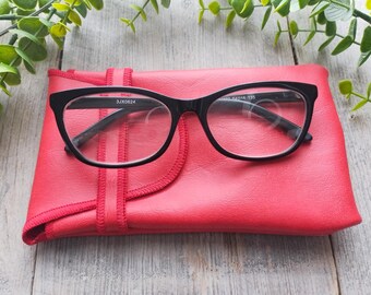 Étui à Lunettes Vintage En Métal Rouge Marron - Ancien - étui Rigide - France