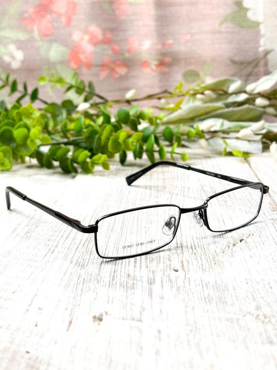 Black Metal Eyeglass Frames: Rectangular Glasses,… - image 1