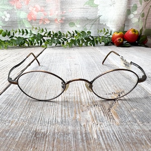 Oval/round eyeglass frames only bronze 42[]22/140 unisex/men/women 1990s glasses nos deadstock vintage 90s eyeglasses fashion accessories