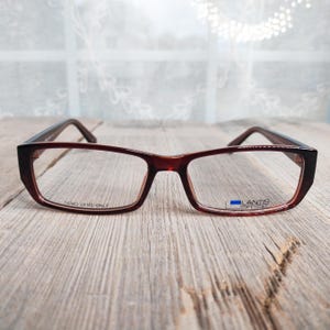 translucent brown rectangle glasses frames for eyeglasses 90s unisex/men/women fashion accessories eyewear