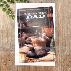 Alles Gute zum Geburtstag Papa Grußkarte von Sohn / Tochter / Kinder / Kind / Kinder für Vater / Pops / Papa Holz schnitzen Ente Stockente rustikalen Land