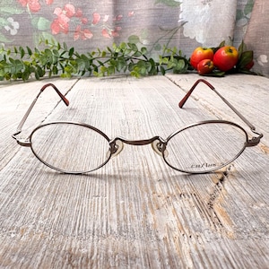bronze tortoiseshell eyeglass frames only round eyeglasses unisex/men/women 90s fashion accessories deadstock vintage glasses 1990s eyewear