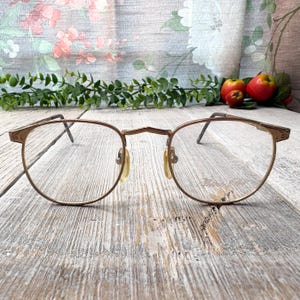 light gold metal eyeglass frames only 46[]20/135 big round eyeglasses unisex/men/women glasses vintage/deadstock/nos 1990s fashion accessory