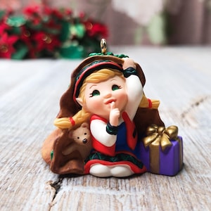 curious elf christmas ornament hallmark keepsake collectible holiday decoration original box retired 2001 collector&#39;s club premier member