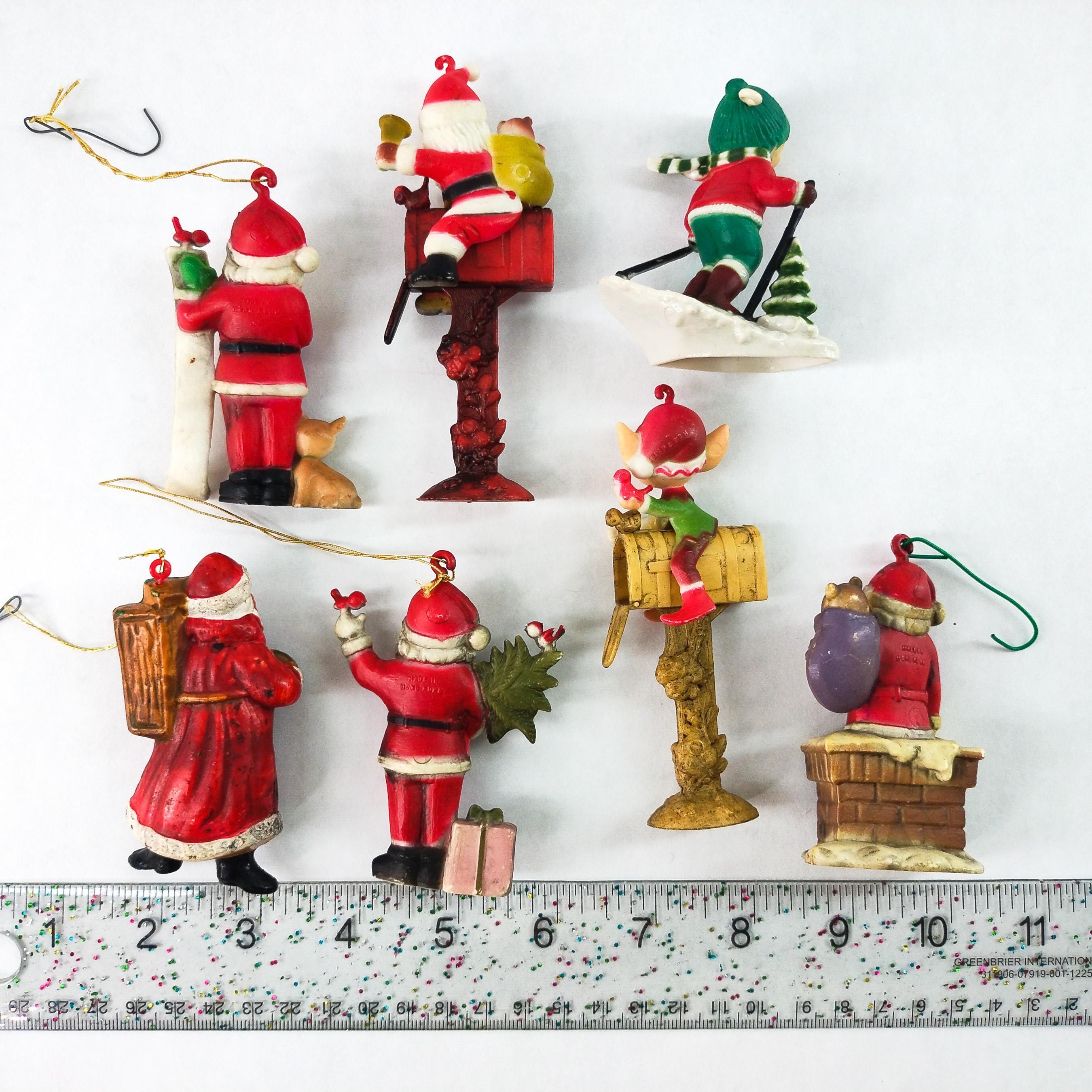 Vintage Santa Claus Christmas Ornament Collection 7pc Set, Santa